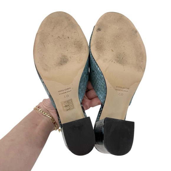 Paris Texas Blue Snakeskin Block Heel Mules EU40 US10 Like New w Original Box - Picture 8 of 11